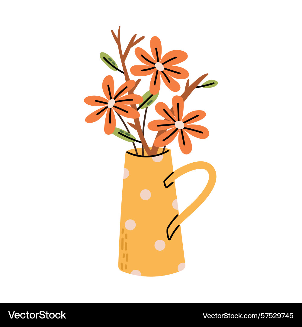 Flowers in a vase with handle Vector Image