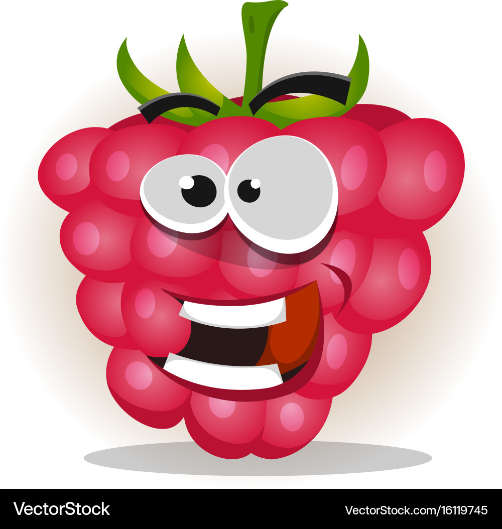 Funny happy raspberry character vector image
