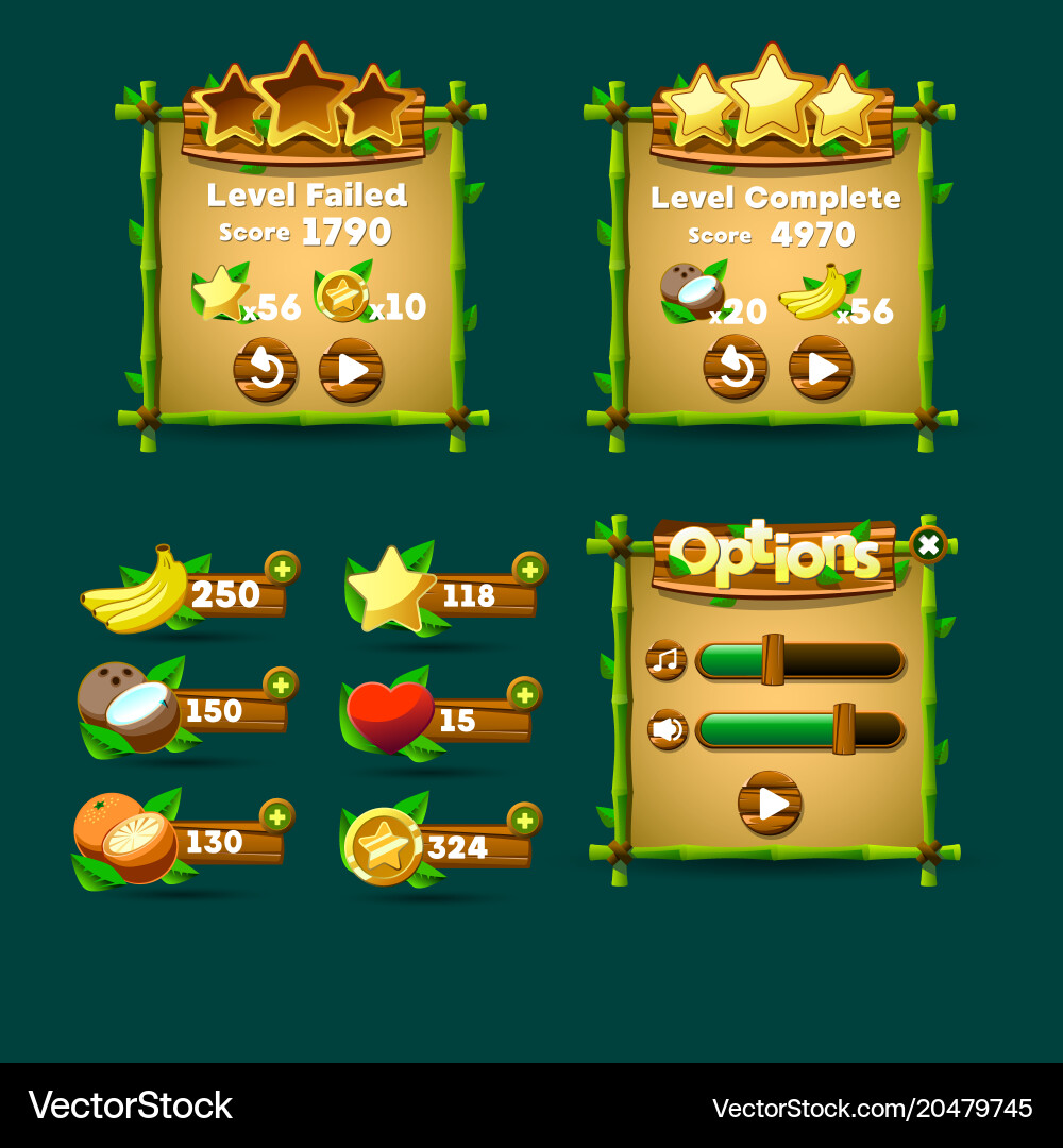 Game UI Elements Vector Image