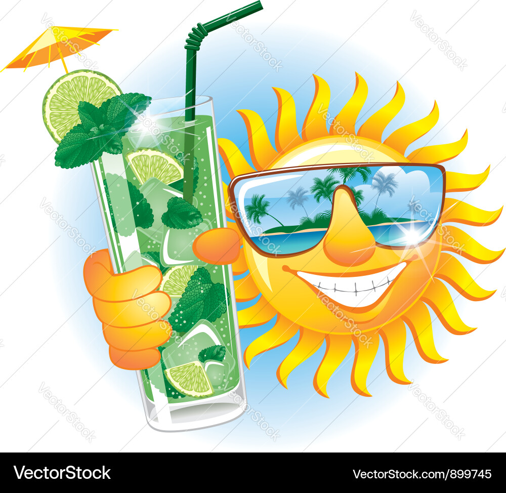 Refreshing Cocktail Sonnenschein Vektorbild