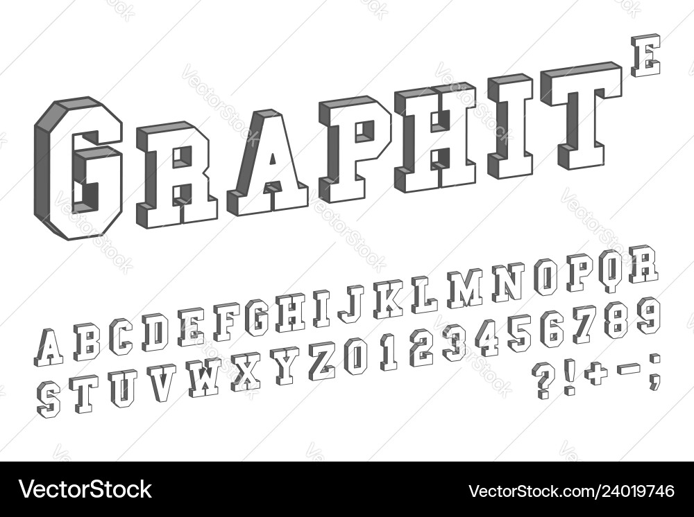 3d font template letters and numbers isometric 3d font template letters and numbers isometric vector image