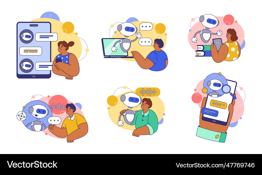 Chatbot application or virtual assistant vector image