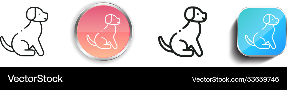 Dog icon thin linear regular and button style Vector Image