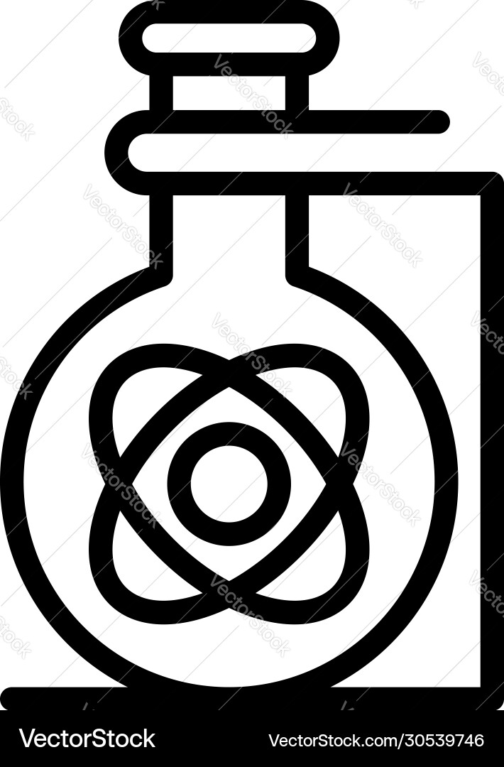 Flask with atom icon outline style Flask with atom icon outline style vector image