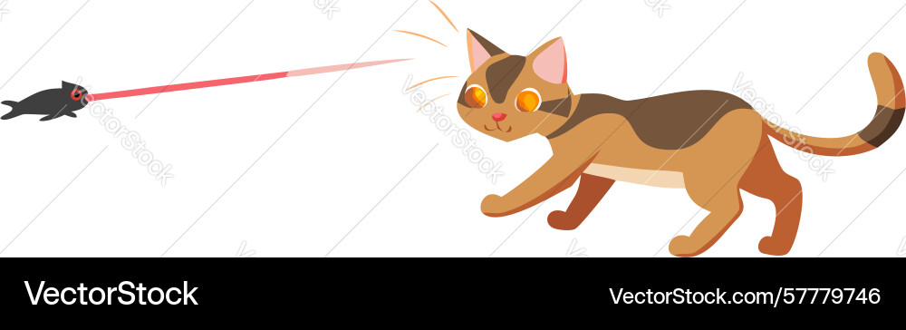 Focused cat playing with a laser pointer dot vector image