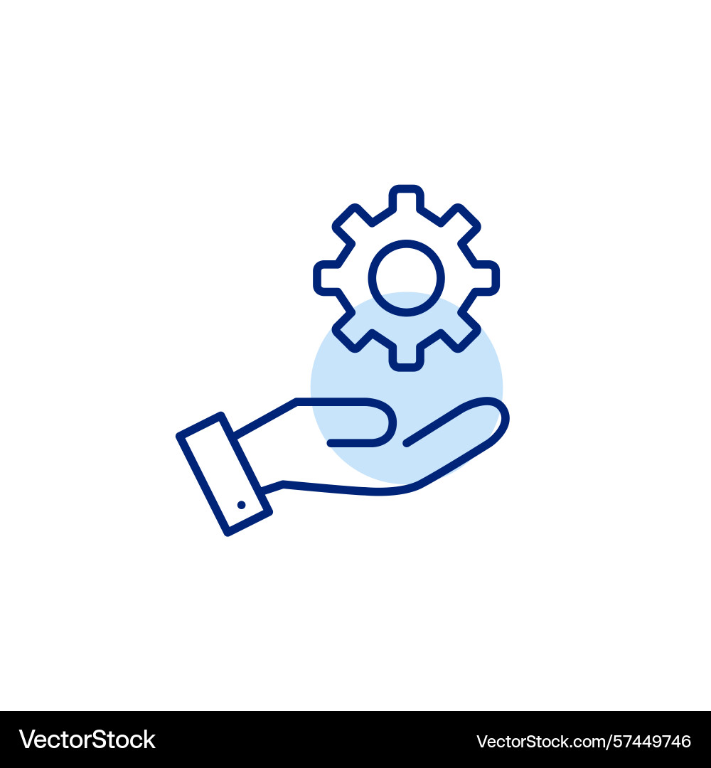 Hand and cogwheel manual control user-driven Hand and cogwheel manual control user-driven Vector Image