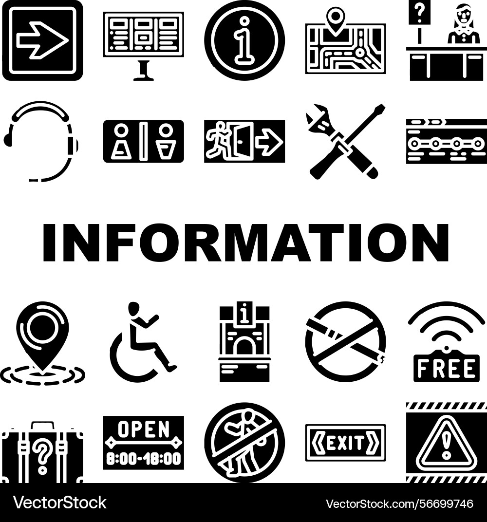 Information data knowledge icons set Information data knowledge icons set vector image