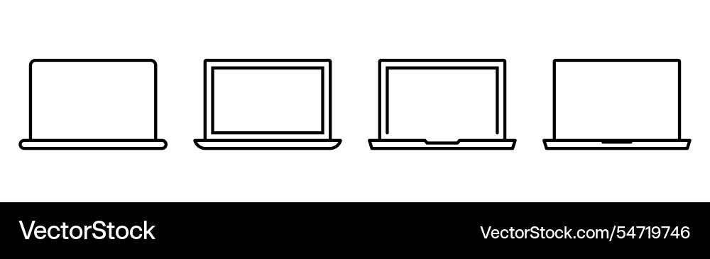 Laptop icons set computer icon in line vector image