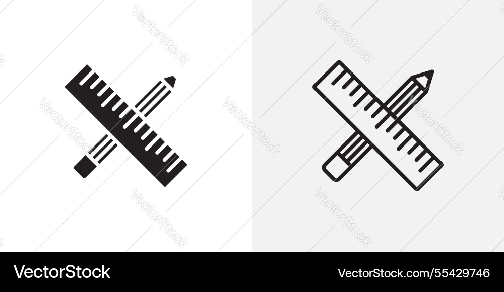 Pencil and ruler icons pack for apps ui ux Pencil and ruler icons pack for apps ui ux vector image