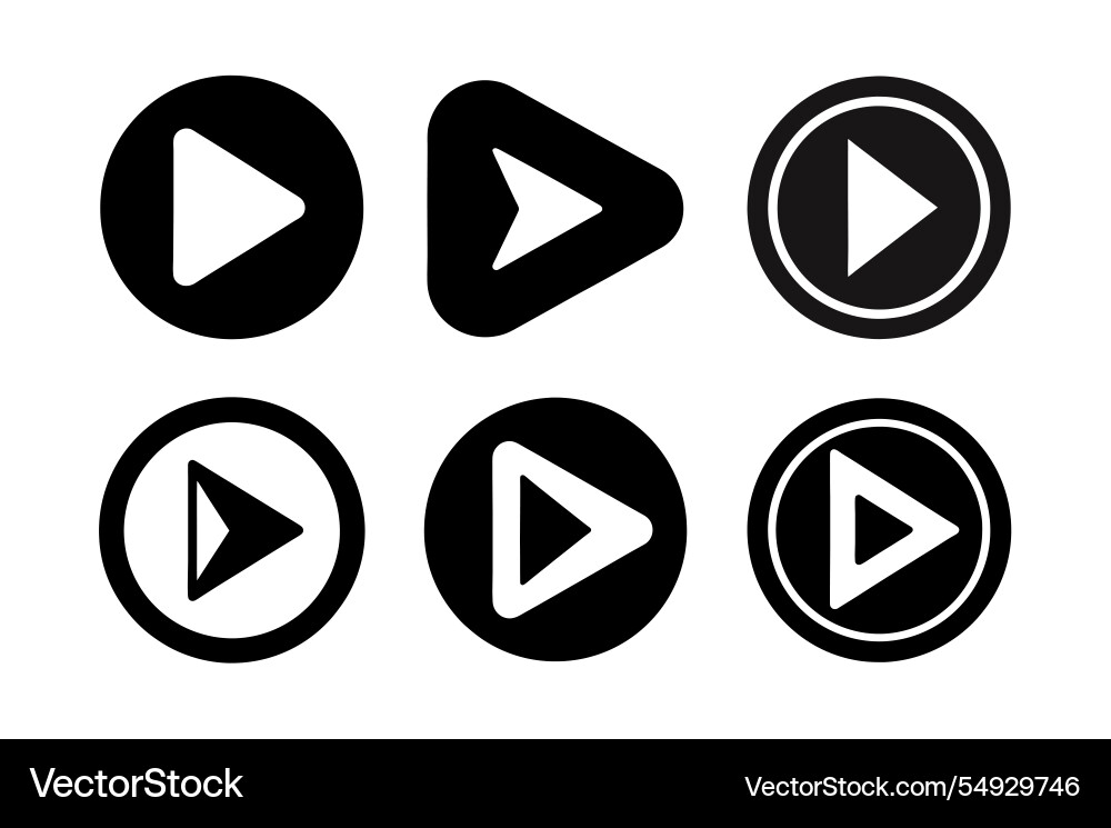 Play icons in various shapes for user interface vector image