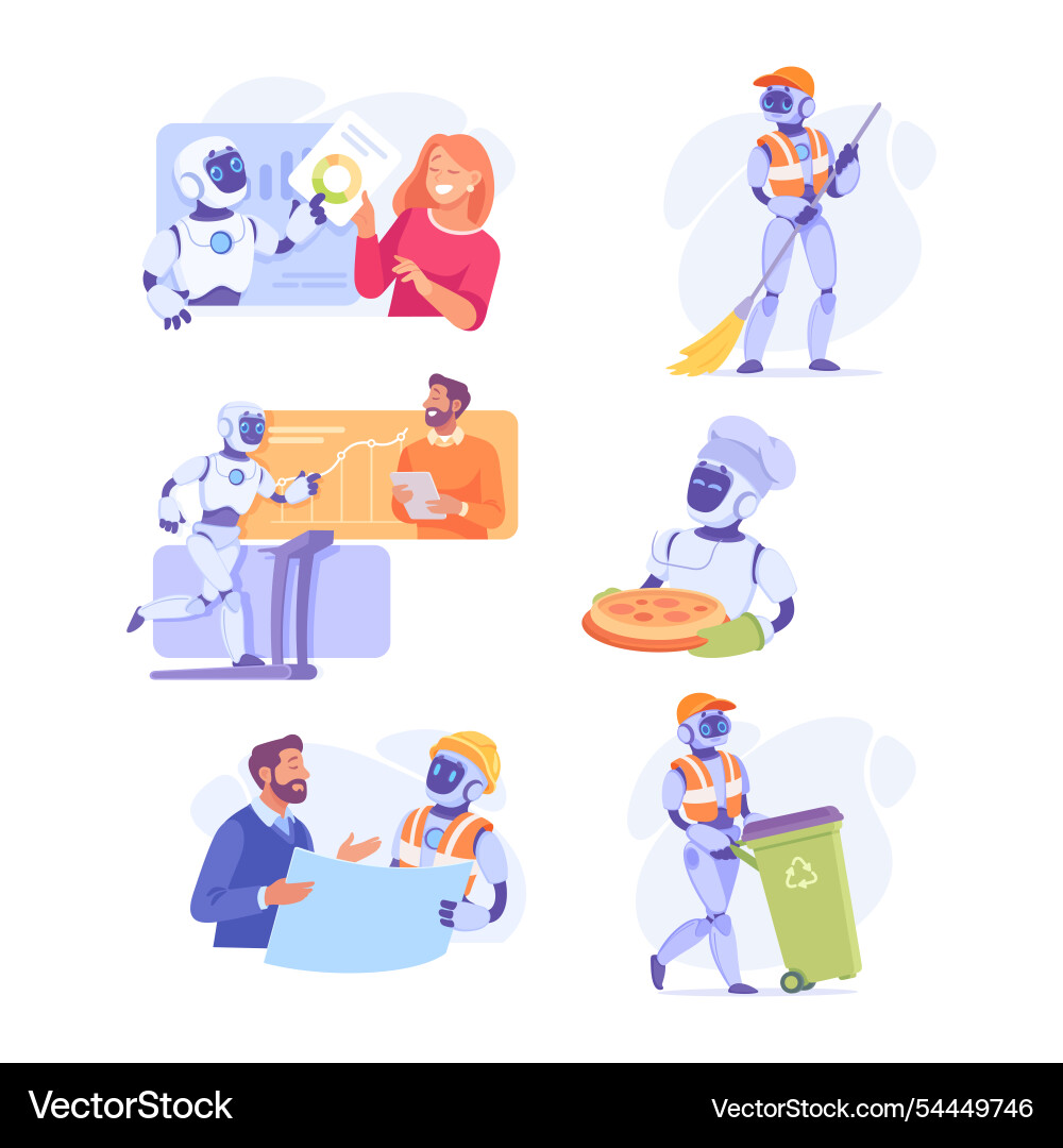 Robotercharakter als Smart android Assistent Maschine Robotercharakter als Smart android Assistent Maschine vektorbild