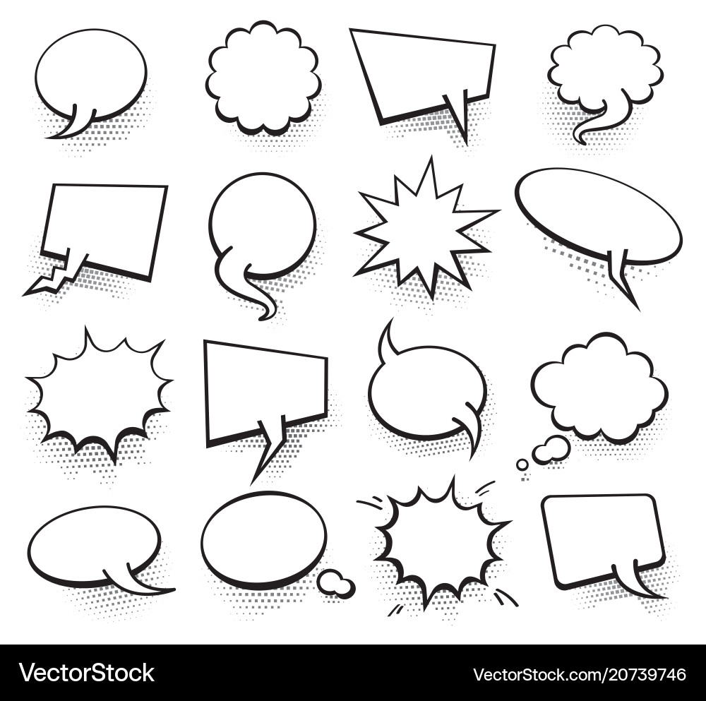Set von leerer Vorlage im Pop-Art-Stil Comic-Text Set von leerer Vorlage im Pop-Art-Stil Comic-Text vektorbild