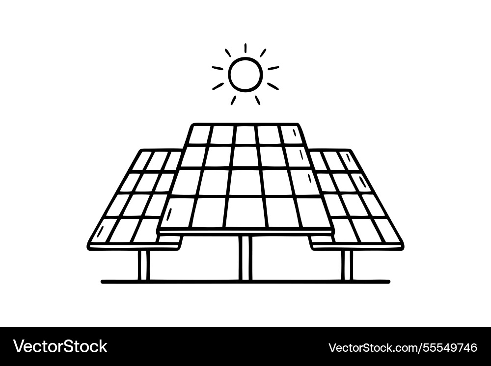 Solar-Panel und Sonne Doodle Hand gezeichnet Ikone Solar-Panel und Sonne Doodle Hand gezeichnet Ikone vektorbild