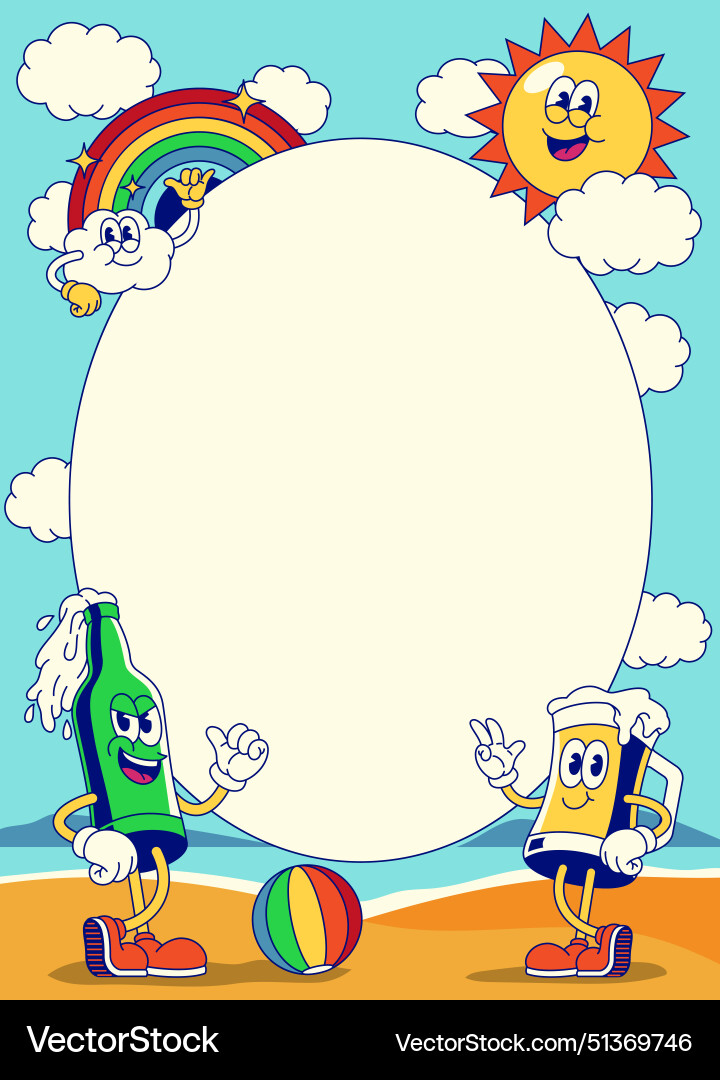 Summer beach background in retro style with empty vector image