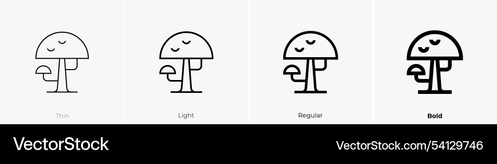 Tree icon thin light regular and bold style Tree icon thin light regular and bold style vector image