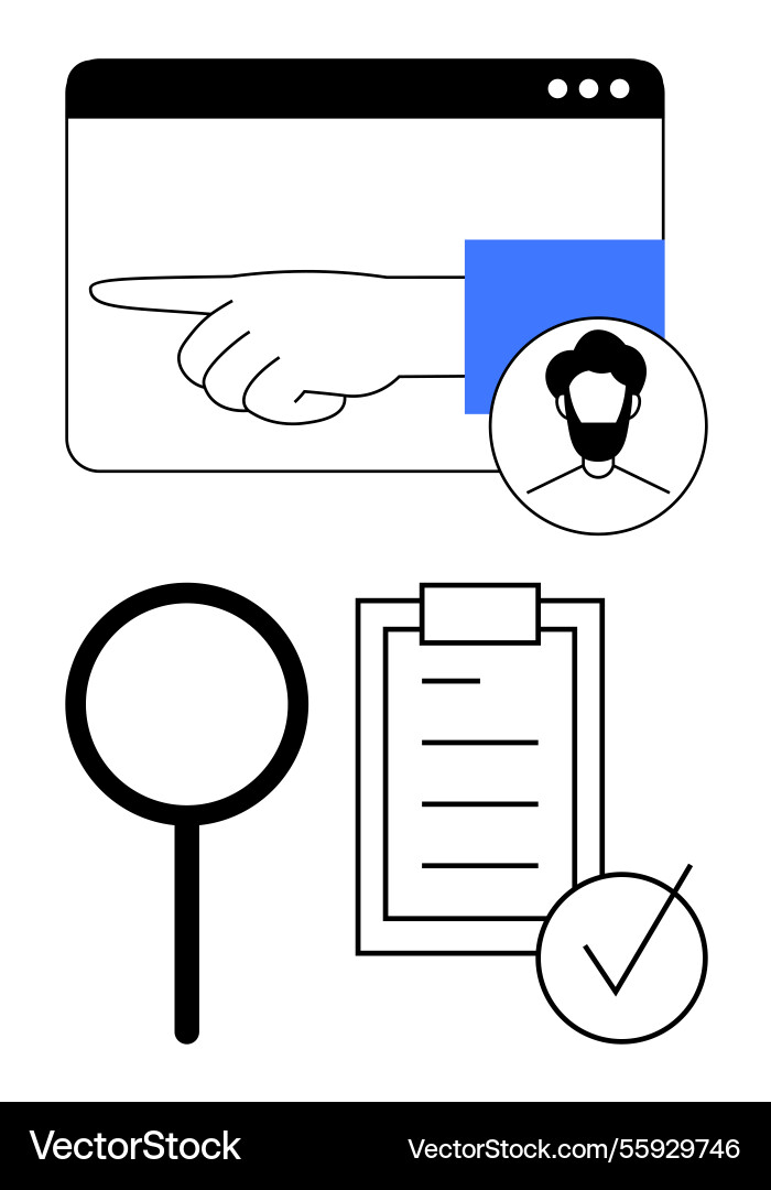 User interface elements highlighting verification User interface elements highlighting verification vector image