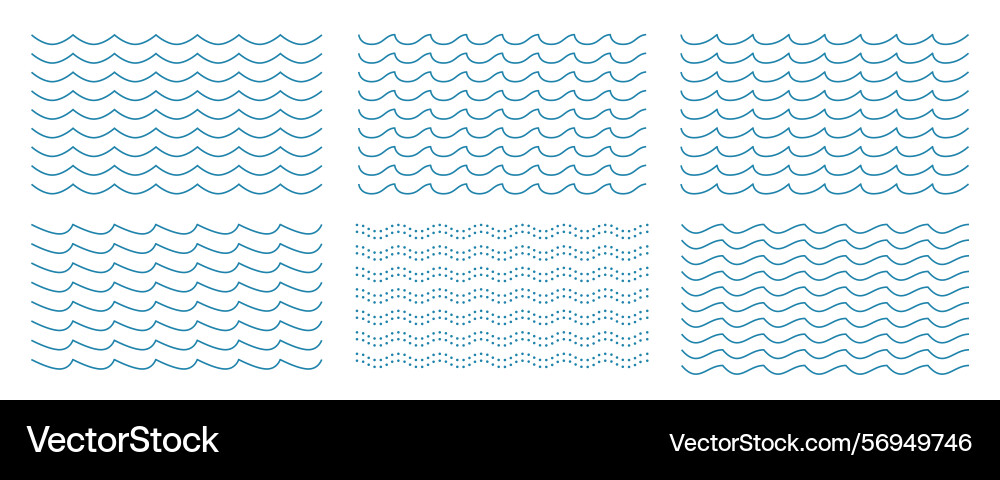 Wavy horizontal lines ornament pattern set zig Wavy horizontal lines ornament pattern set zig vector image