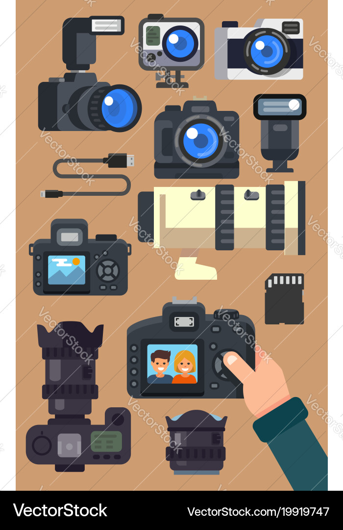 Camera and Recorder Collection vector image