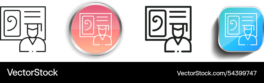 Graduate icon thin linear regular and button Graduate icon thin linear regular and button vector image