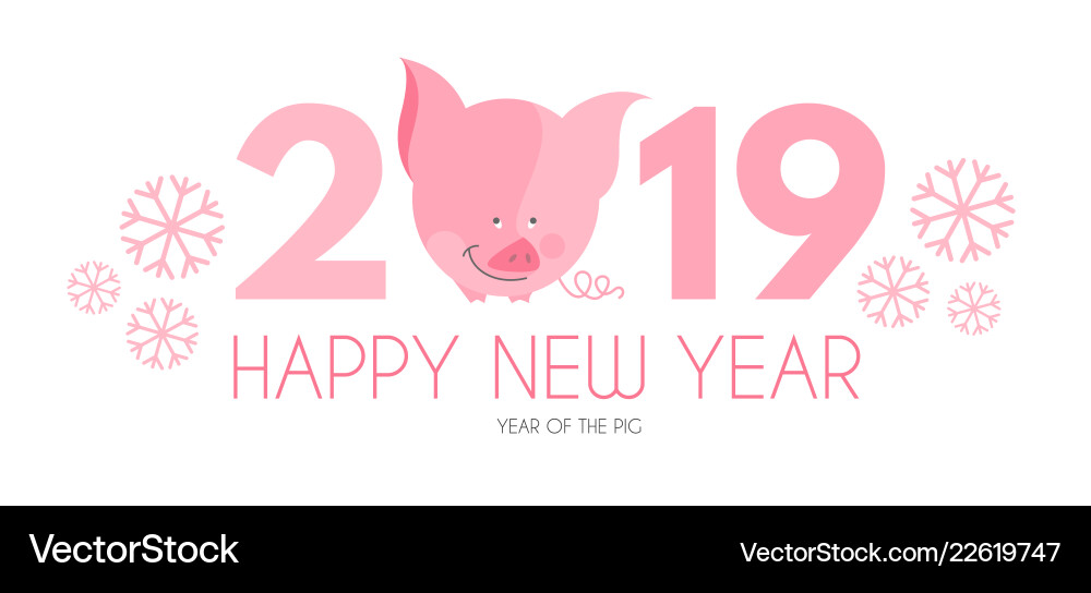 Happy new 2019 year template with cartoon pig Happy new 2019 year template with cartoon pig vector image