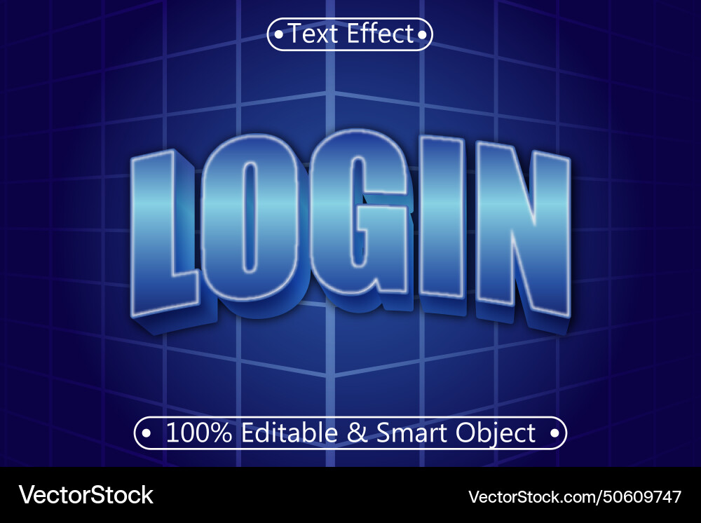 Login editable text effect 3 dimension emboss Login editable text effect 3 dimension emboss vector image
