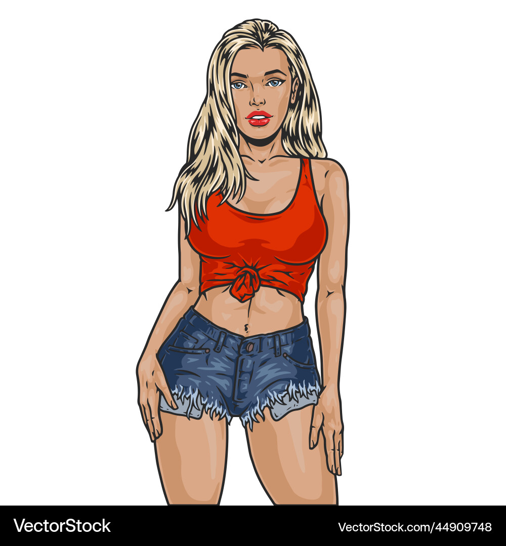 Beautiful caucasian woman sketch colorful Beautiful caucasian woman sketch colorful vector image