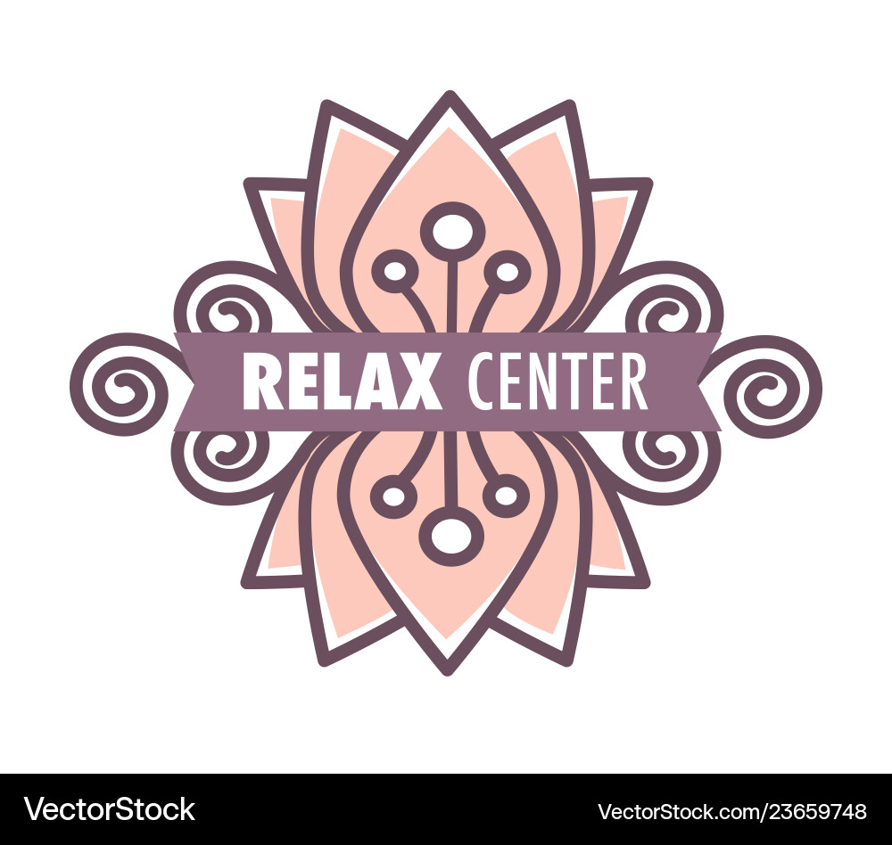 Relax center isolated icon lotus flower and sign vector image