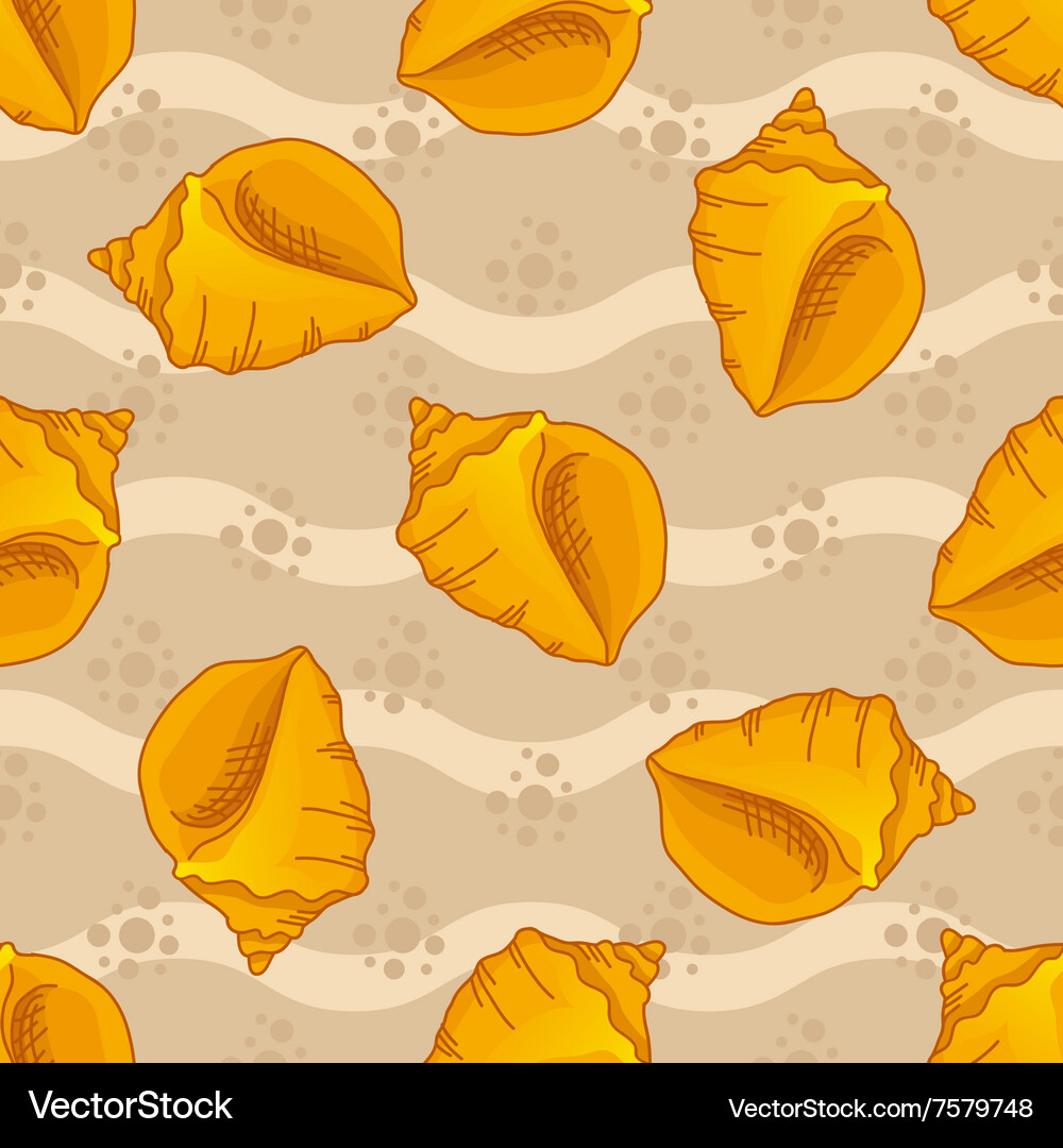Seamless patterns with seashells Vector Image