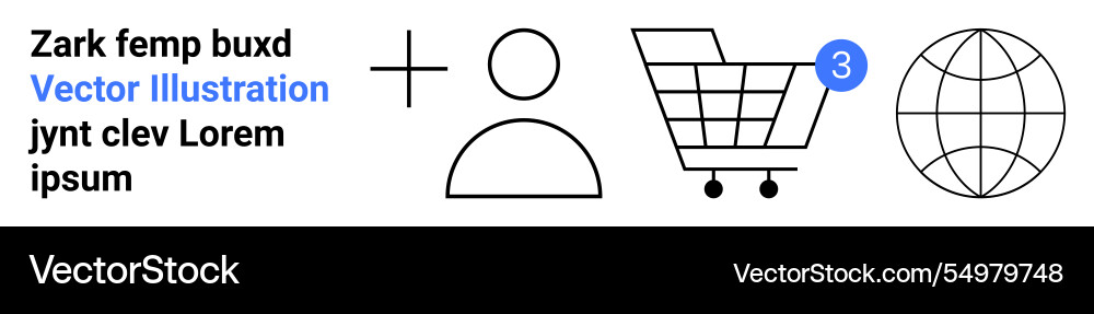 Simple outline icons set user shopping cart Simple outline icons set user shopping cart vector image