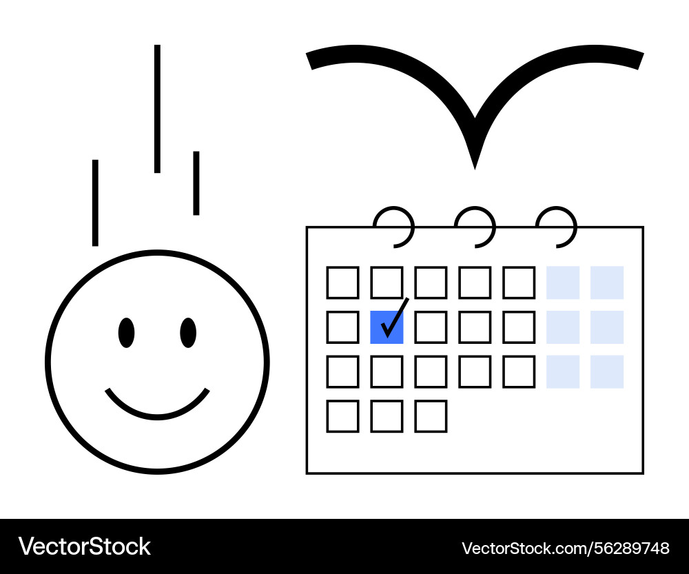 Smiling face with falling motion and calendar Smiling face with falling motion and calendar vector image
