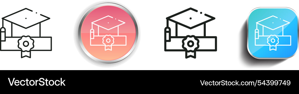 Graduate icon thin linear regular and button Graduate icon thin linear regular and button vector image