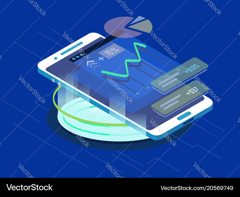 Mobile Analytics Growth Dashboard Vector Image
