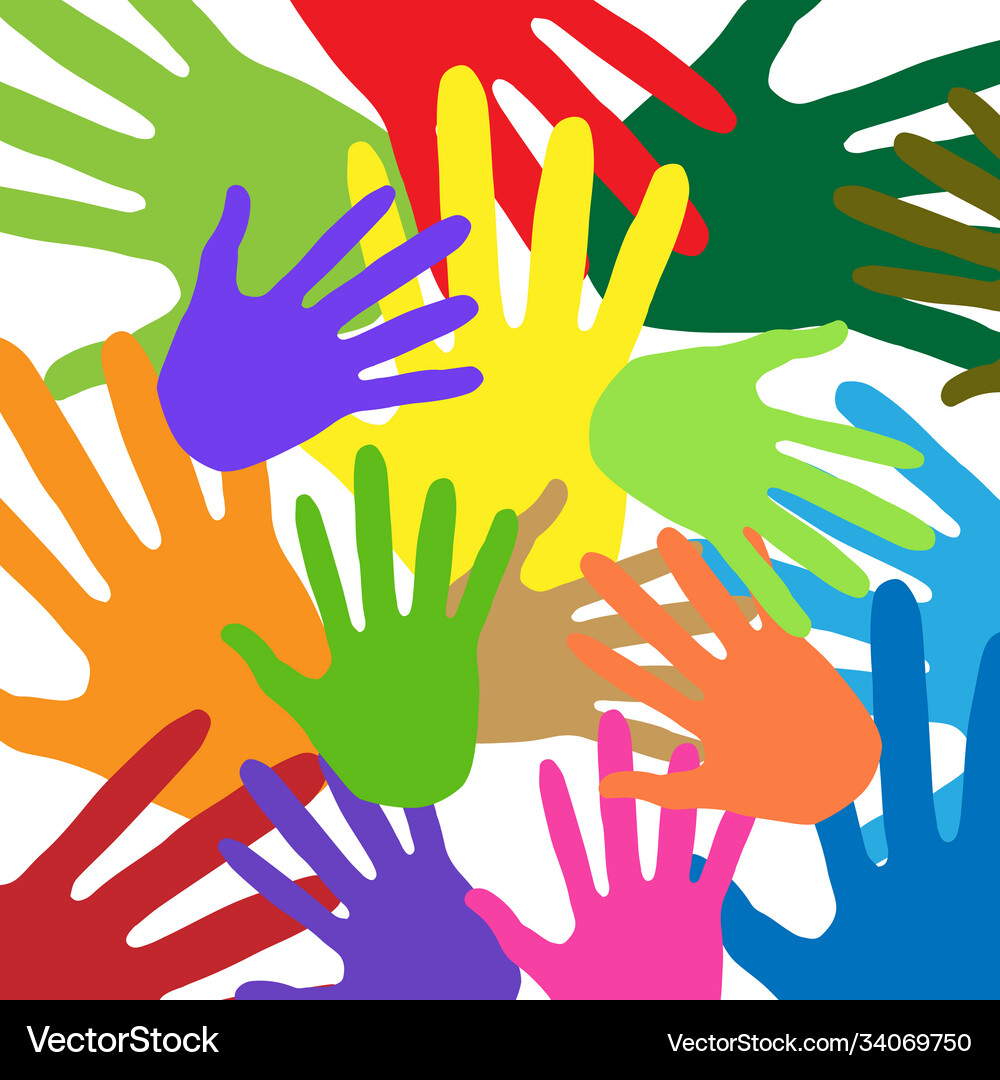 Background multi-colored prints hands – Royalty-Free Vector | VectorStock, image size:1000x1080