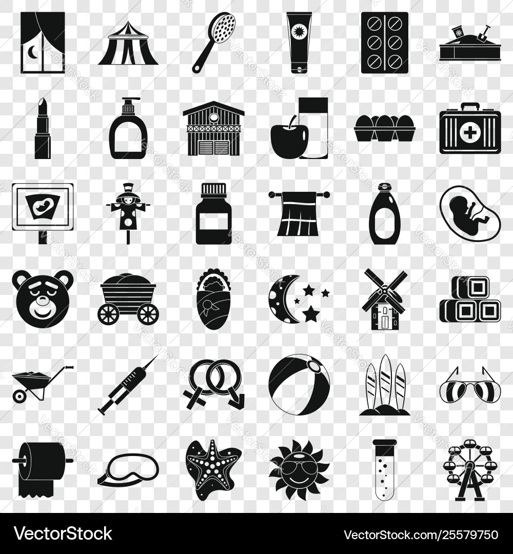 Bathing icons set simple style Vector Image