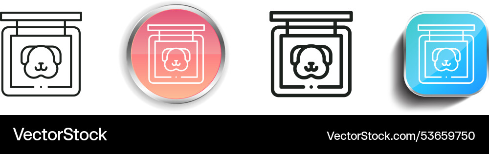 Dog icon thin linear regular and button style Vector Image