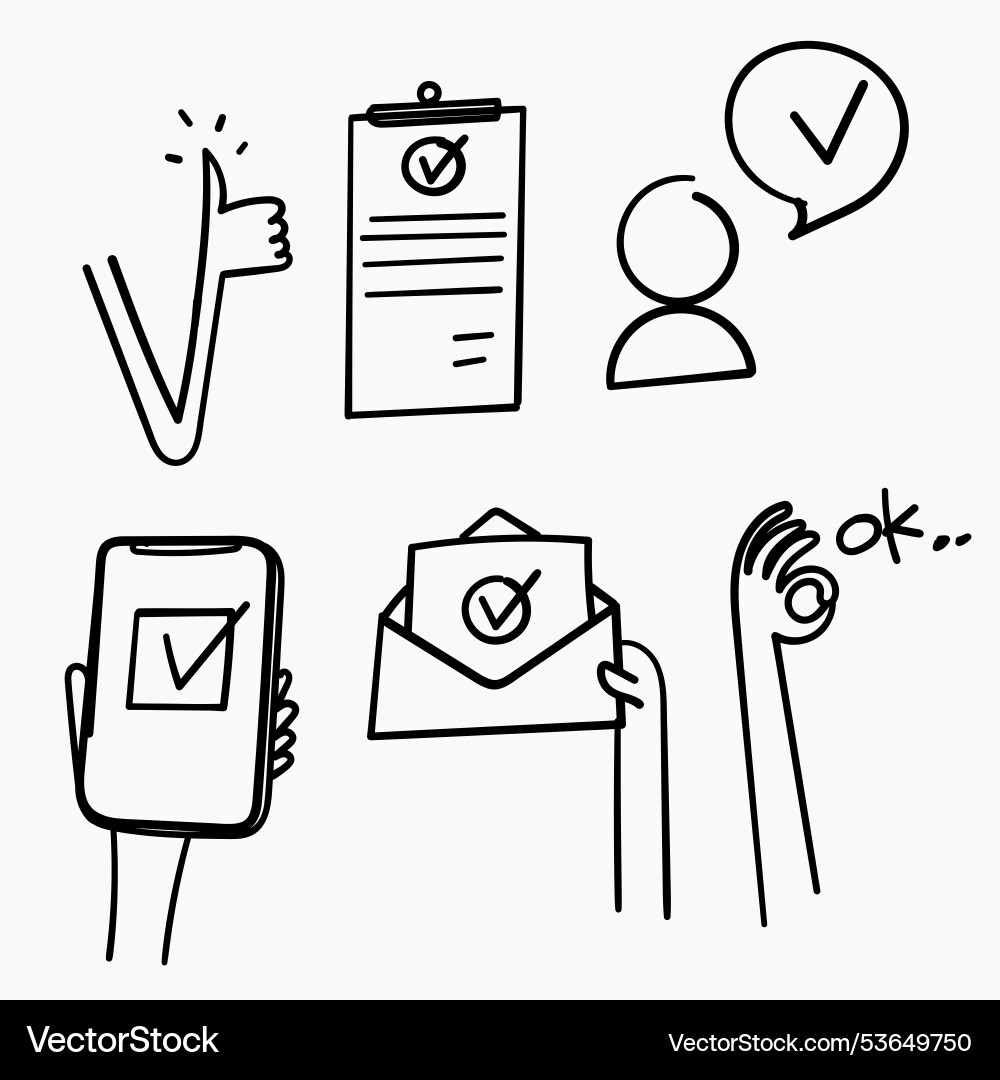 Genehmigung von Doodle Icon Vektorbild