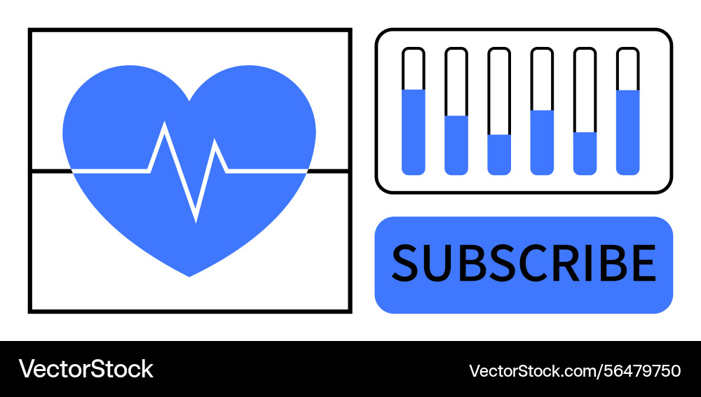 Heartbeat monitor and subscription call-to-action Heartbeat monitor and subscription call-to-action vector image