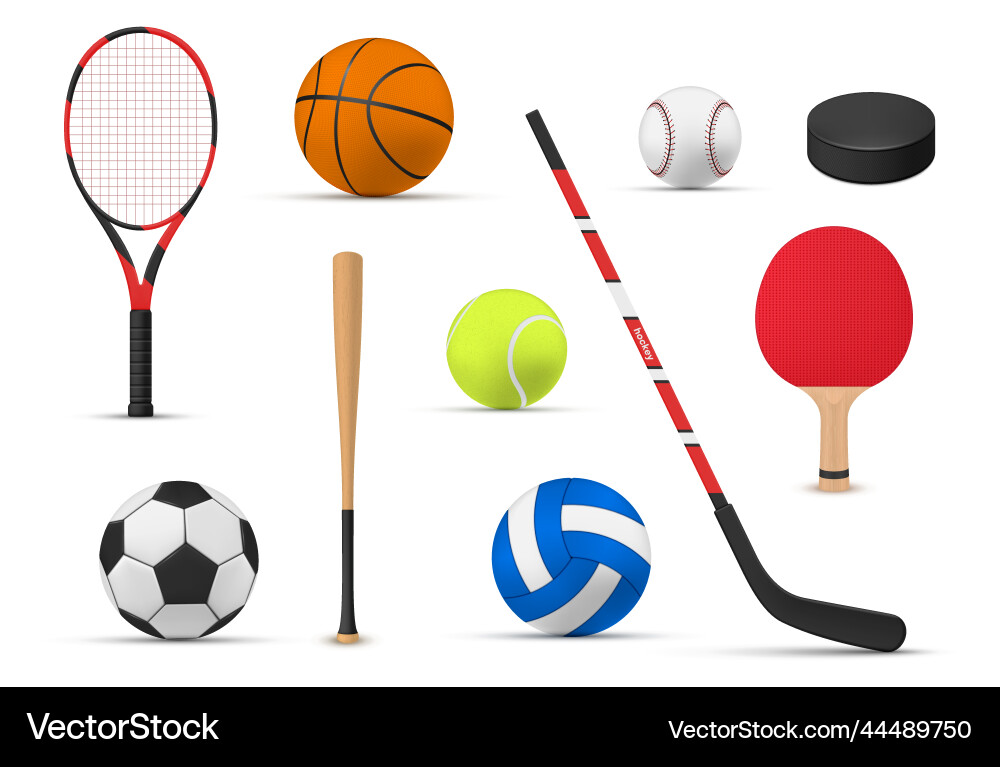 Sports equipment for active fitness game playing Sports equipment for active fitness game playing vector image