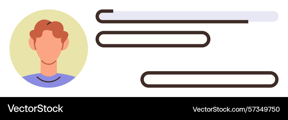 User profile with text bars representing User profile with text bars representing vector image