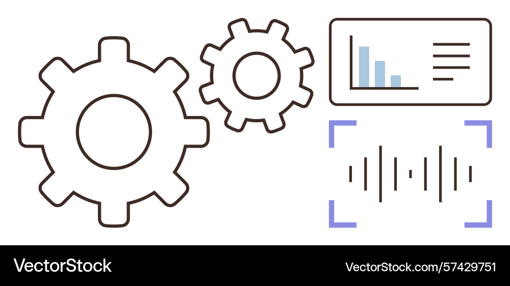 Collaboration of gears with data analysis Collaboration of gears with data analysis vector image