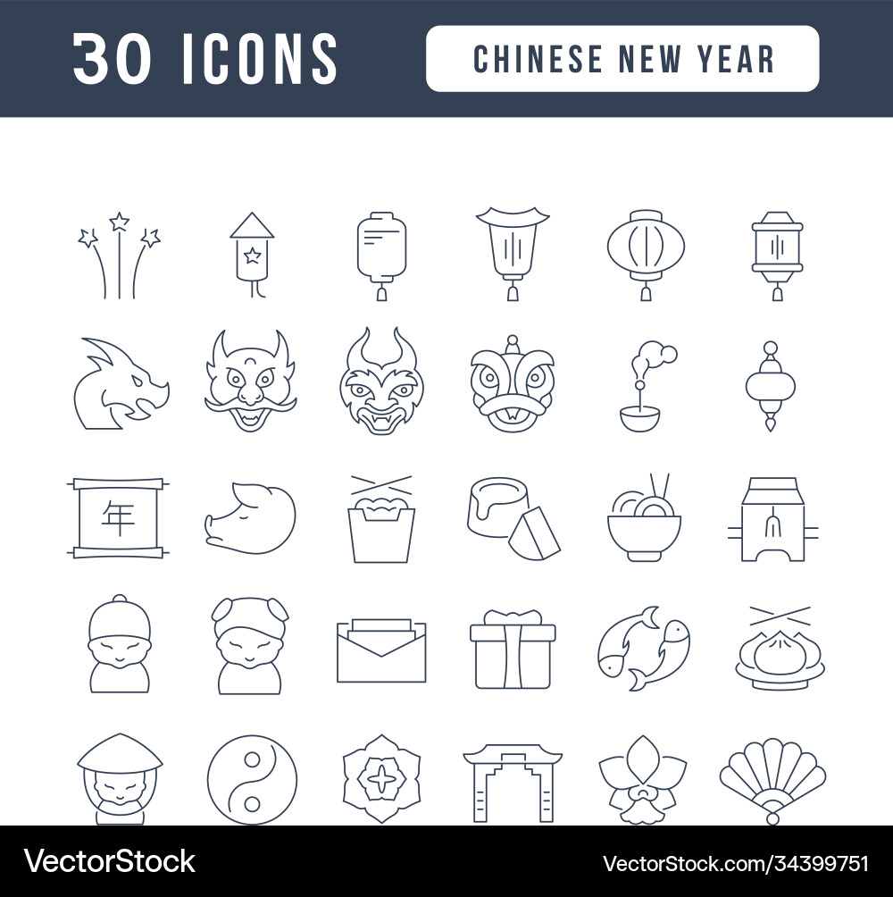 Line icons chinese new year Line icons chinese new year vector image
