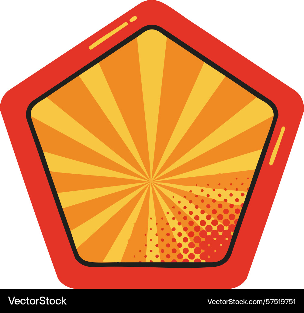 Pentagonal shape with red border and orange Vector Image