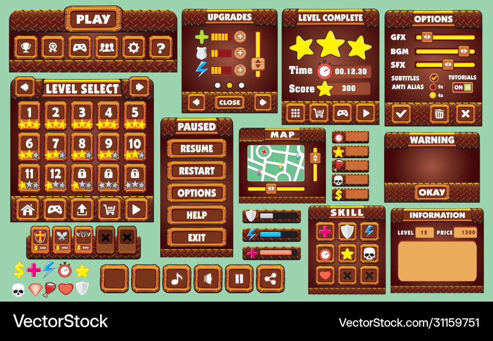 Platform Game UI vector image