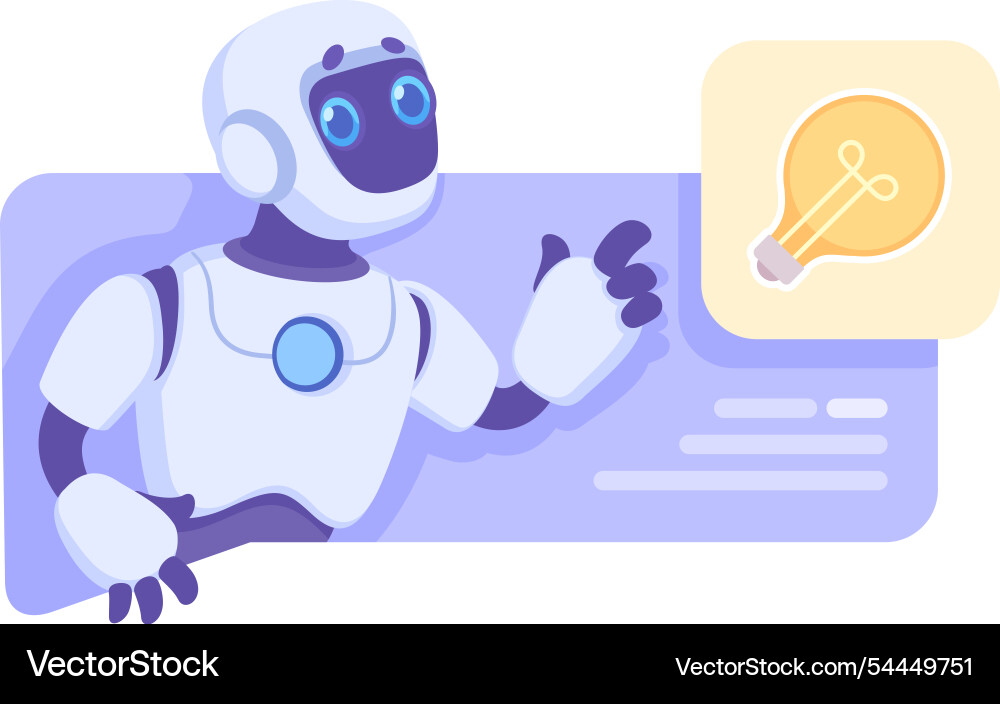 Robot as smart android assistant machine Robot as smart android assistant machine Vector Image