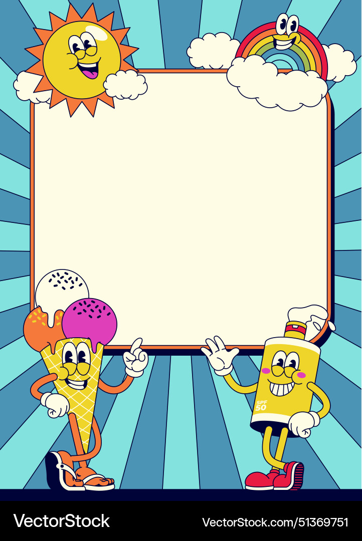 Summer frame with blank space for text in retro vector image