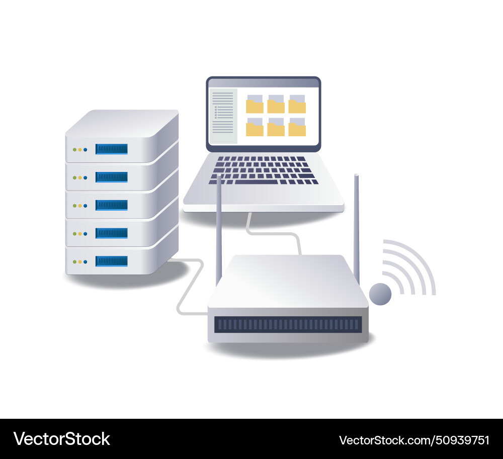 Tathering system for computer network server Tathering system for computer network server vector image