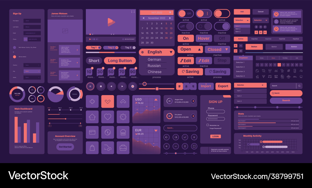 Web UI Elements & Layout Symbols vector image