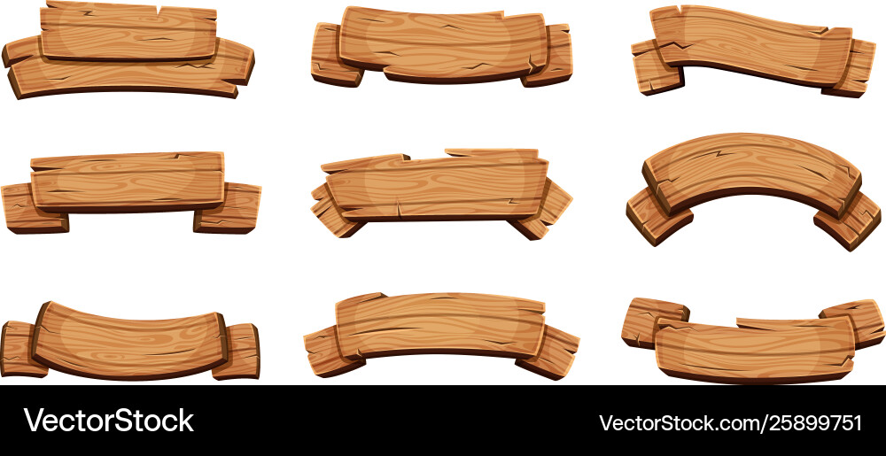 Wooden banners rustic signboards and direction Wooden banners rustic signboards and direction vector image