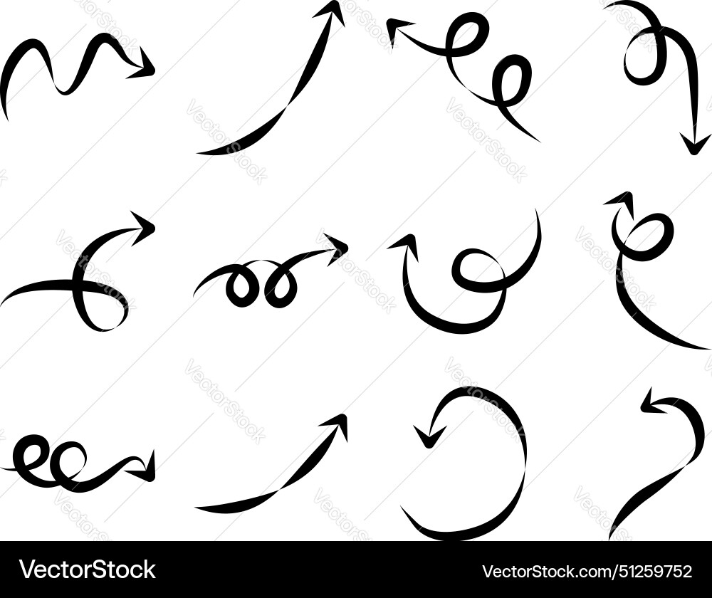 Abstract arrow direction shape curved line vector image