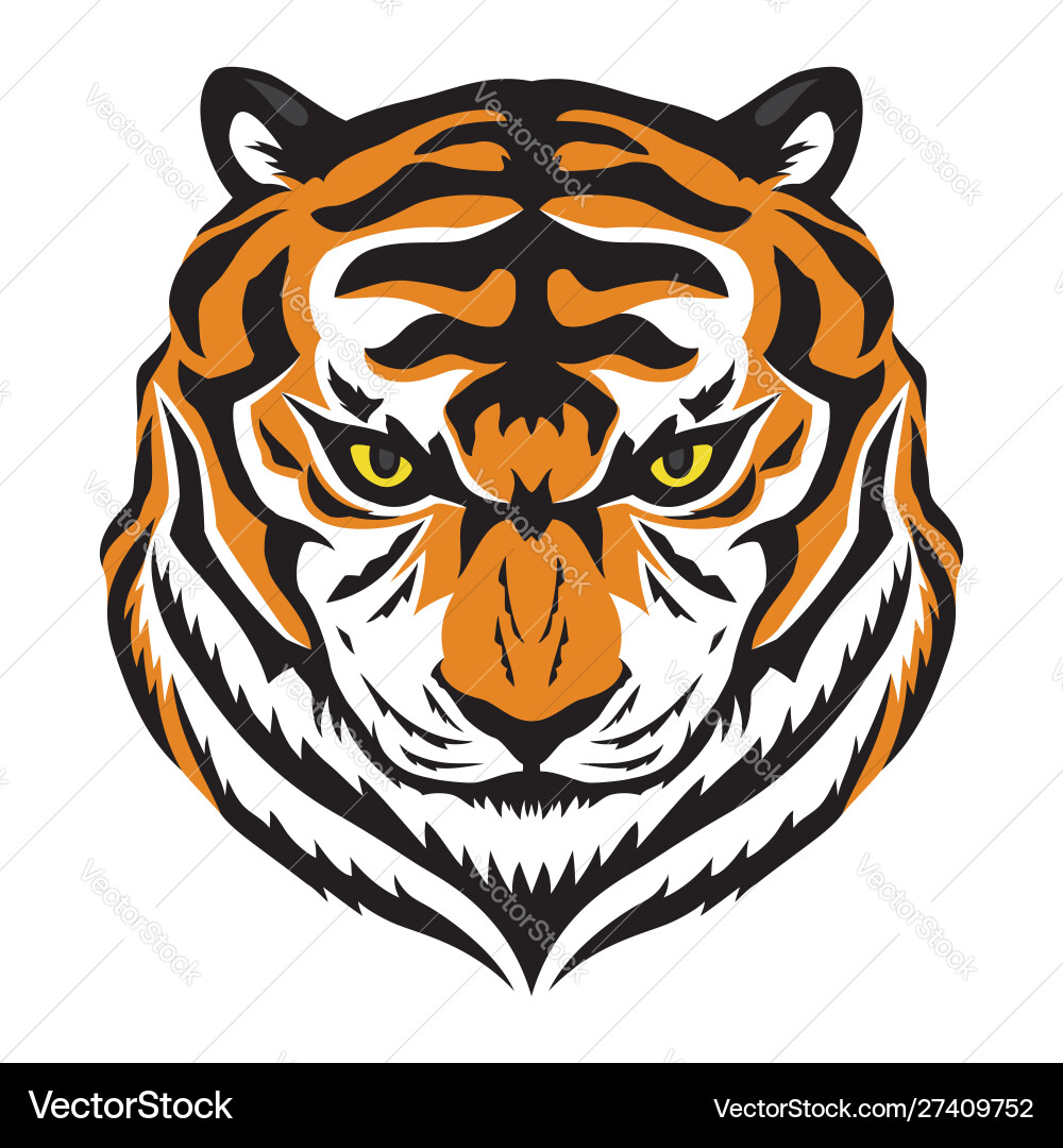 Aggressive Tiger Head Vector Image
